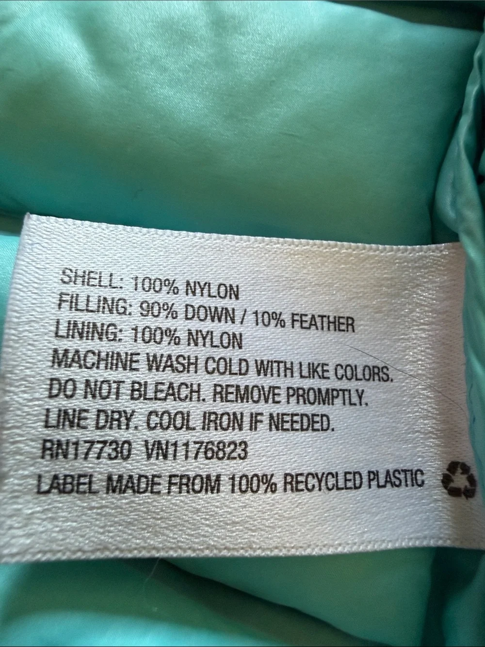 Toddler Baby Down Jacket Size 18 Months Black/Aqua
